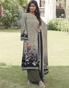 Beige Siya Crepe Digital Print Salwar Suit Palazzo