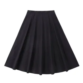 Black Cotton Maxi A-Line Skirt