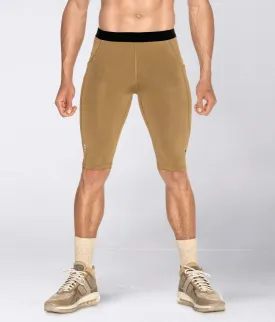 Born Tough Men's Compression Athletic Shorts Khaki