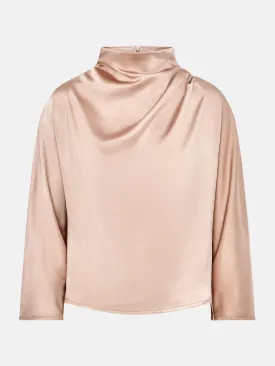 Celeste Cowl Neck Nude Satin Top