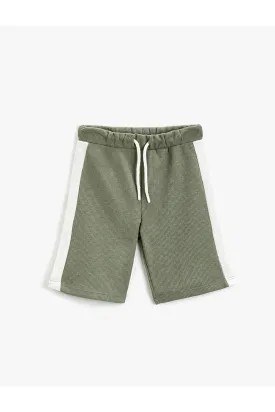 Koton Boy's Tie Waist Contrast Colored Textured Shorts