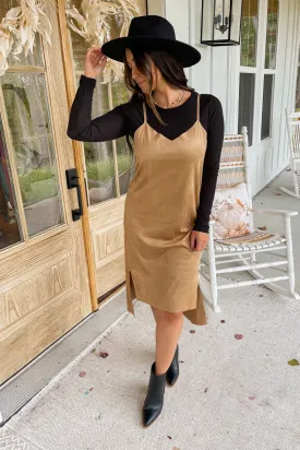 Monroe Faux Suede Cut Edge Cami Midi Dress *FINAL SALE*