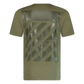 OFF WHITE DIAGONAL TAB T-SHIRT ARMY GREEN