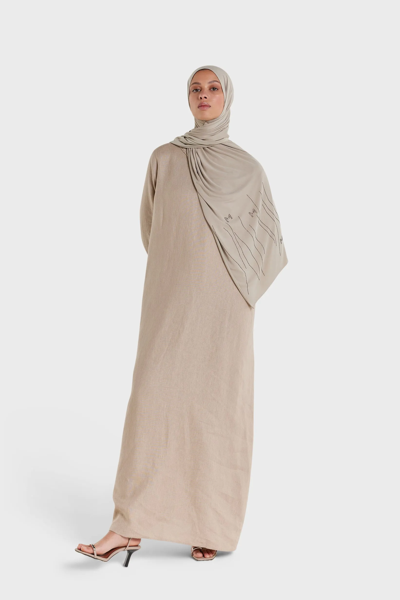 Plain Linen Dress | Light Khaki