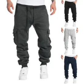 PLUSH MEN'S WORK PANTS, MEN'S MULTI POCKET PANTS, SPORTS AND CASUAL PANTS