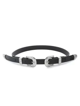 Silver Star Pattern Double Buckle Belt