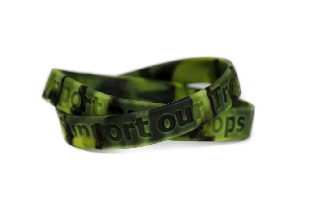 Support our Troops Rubber Bracelet Wristband Camouflage - Youth 7"