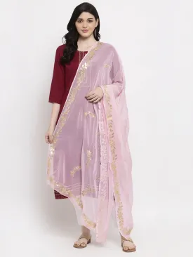 Women'S Baby Pink Gotta Patti Chiffon Dupatta