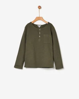 YELL-OH KHAKI BUTTON T-SHIRT